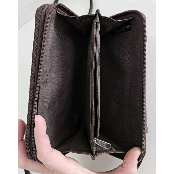 Vintage FOSSIL Dark Brown Leather Crossbody Purse Wallet Organizer - Very Clean - Picture 6 of 15